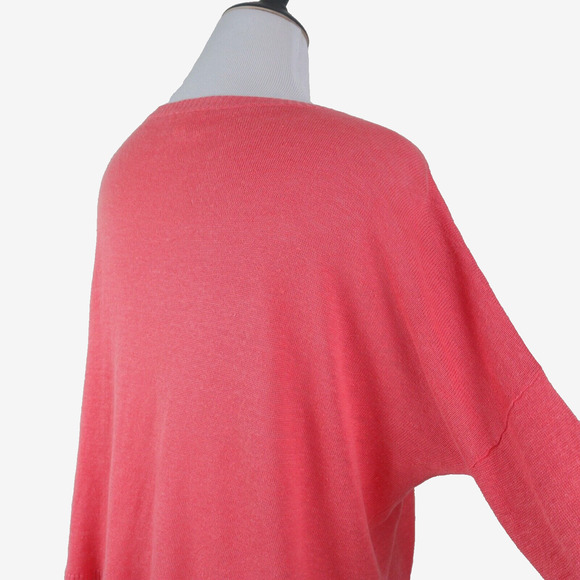 Eileen Fisher Size M Organic Linen Bateau Neck Boxy Pullover Coral - Picture 5 of 9